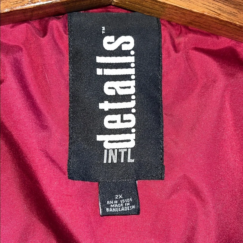 Details Intl Maroon Hooded and Belted Rain Jacket with Zipper 2X EUC‎